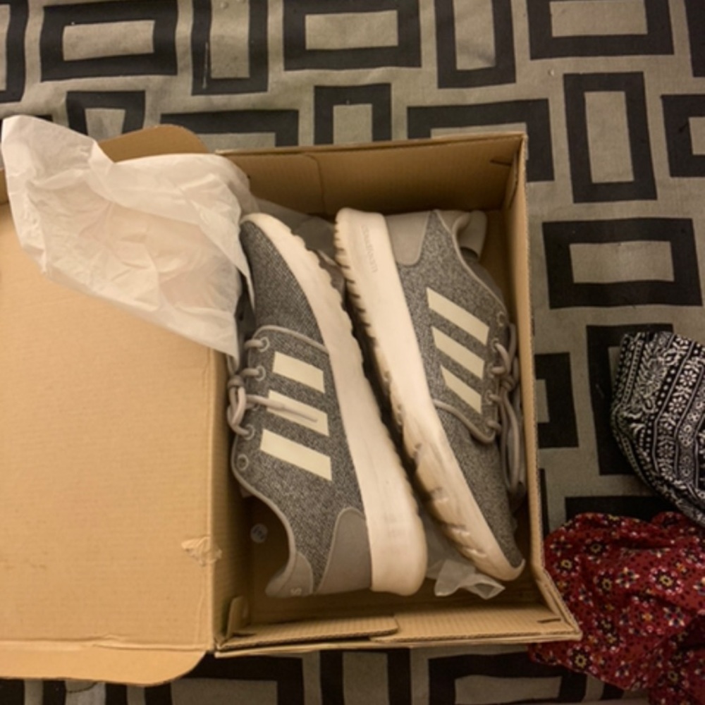 Grey and white adidas in great condition! Size 5 1/2 in original box